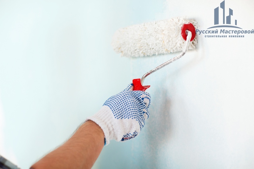 Покраска стен воднодисперсионной краской за 3 раза от строительной компании Русский Мастеровой